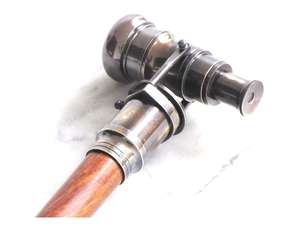 Bastón Victoriano Náutico con Mango Telescópico de Latón, Acabado Antiguo, Plegable, de Madera, Coleccionable, Vintage - Product Image 1