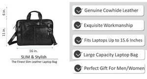 Elegant Business Genuine Leather Large Capacity <b>Laptop</b> Briefcase Custom Logo Crossbody Handbag Durable Anti-Theft Portable High - Product Image 3