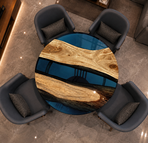 Luxury Blue <b>Epoxy</b> Resin <b>Coffee</b> <b>Table</b> Natural Wood | Handmade River <b>Coffee</b> <b>Table</b> | Eco-Friendly Modern Home Furniture Agra - Product Image 2