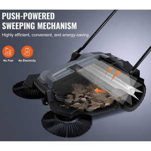 Spazzatrice Manuale da Pavimento con Manovella da 25,6 Pollici, Angolo Regolabile, Contenitore per Rifiuti da 5 Galloni, Non Elettrica - Product Image 5