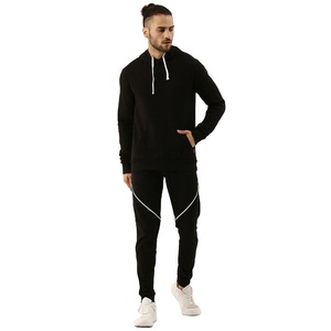 Logo personnalisé de haute qualité Gym Jogger Plain Fleece Zip Up survêtement hiver coton sport deux pièces hommes Jogging à capuche ensemble de survêtement - Product Image 1