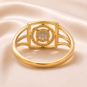 Bague solitaire pavée de diamants naturels de 0,72 carat en or jaune 18 carats |   Bijoux élégants et raffinés pour femmes, tendance pour les mariages et les soirées, idéal pour un cadeau - Product Image 4