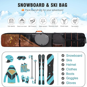 Custom Travel Rolling Double <b>Ski</b> & Snowboard Bag with Wheels Padded Waterproof Polyester Professional Men's Outdoor Use - Product Image 2
