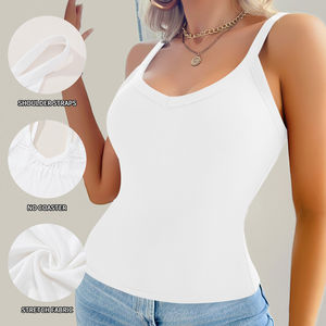 Camisetas sin mangas de alta calidad, color liso, suaves y elásticas, ropa interior femenina a la moda, sin forro. - Product Image 2