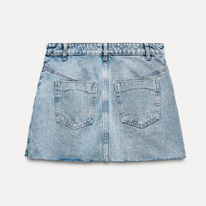 Jupe droite en jean à prix abordable pour femme, style classique, fournisseur OEM en gros, jupe droite minimaliste pour femme - Product Image 5
