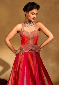 <b>Women</b> Embroidered Silk <b>Lehenga</b> Choli Dupatta Floor-Length Heavy Bridal Indian Pakistani Set Wedding Party Outfit - Product Image 5