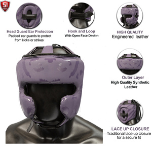 Casque de protection pour la tête en cuir de vachette de qualité supérieure pour MMA, casque de sparring, tissu à séchage rapide, équipement de protection pour la boxe - Product Image 6