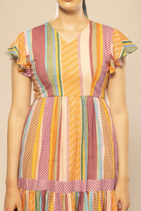 Vestido de Playa a Rayas Multicolor de la Mejor Calidad, Estilo Boho para Vacaciones, Disponible a Precio de Mayoreo - Product Image 5