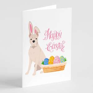 Whimsical A7 Size 5x7 White Boxer <b>Easter</b> Blank Note <b>Cards</b> <b>Pack</b> of 8 with Envelopes Greeting <b>Cards</b> - Product Image 1