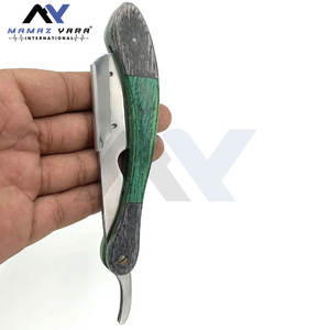 Navajas de afeitar de barbería de hoja única con mango de madera y hoja de acero inoxidable, con bloqueo de seguridad, para el cuidado personal, con logotipo personalizado y empaque personalizado - Product Image 4