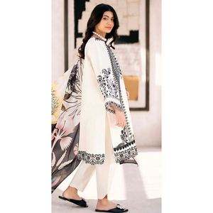 TENDANCE CHINON SOIE BRODERIE TRAVAIL TOP PALAZZO AVEC DUPATTA BLANC - Product Image 1