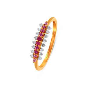 Anillo de Lujo con Hoja de Turmalina Rosa para Mujer, Diseño de Corte Redondo, Oro 10K 14K 18K, Plata 925 935, para Boda o Fiesta - Product Image 3