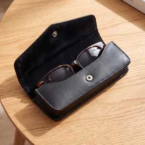 Genuine Leather <b>Glasses</b> Pouch Soft Cowhide Spectacles <b>Case</b> Luxury Handmade Slim Sunglasses Cover Travel Bag LGC-0013 - Product Image 6