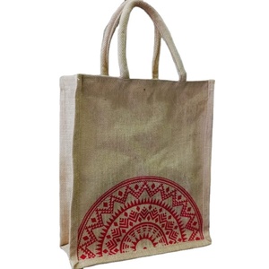 Bolsa de Yute Rectangular Estampada - Diseño Art Deco Ecológico Hecho a Mano - Ligera y Duradera para Uso en Exteriores - Diwali, Jubilación - Product Image 1