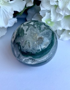 Pierre de guérison naturelle Reiki, mousse, Agate, cristal, sphère, Agate aquatique, boule de pierres précieuses pour la décoration, Exis Crystal export - Product Image 2