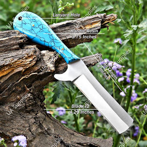 Cuchillo de acero inoxidable OEM al por mayor, tipo Bull Cutter, para vaqueros y ranchos, con hoja fija, mango de madera, funda de cuero personalizada, herramienta para camping al aire libre - Product Image 2