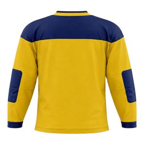 Maillot de hockey sur glace jaune et bleu marine à manches longues, uniforme d'équipe léger et respirant, chemise de hockey professionnelle pour hommes et femmes - Product Image 2