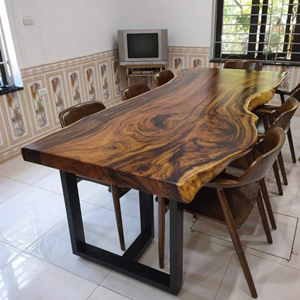 <b>Live</b> <b>Edge</b> Suar Wood Slab Dining <b>Table</b> Solid Wood Natural Grain Handmade <b>Table</b> Indonesia Supplier - Product Image 1