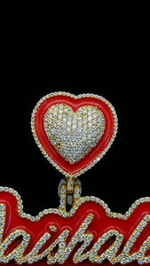 Pendentif en émail rouge personnalisé VVS Moissanite dernier Iced Out Brilliant Cut 925 Silver Gold Plating Hip Hop Heart Bail Enamel Pendant - Product Image 2
