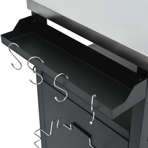 Îlot de cuisine extérieur K K 54,5 pouces avec plan de travail en acier inoxydable, chariot de barbecue en métal, table, armoire de rangement, étagère à épices - Product Image 3