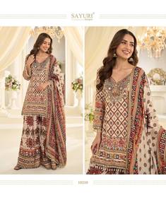 Excellent Quality Crepe Silk with Printed & Hand Aari - <b>Gota</b> Patti work Fully-Stitched Plazzo-Suit-Dupatta Wholesale Supply - Product Image 2