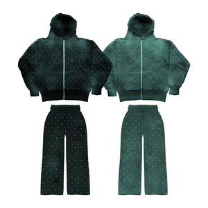 Conjunto Deportivo de Dos Piezas para Hombre con Pedrería, Chaqueta con Capucha y Pantalones Jogger a Juego, Ropa Deportiva Casual - Product Image 2