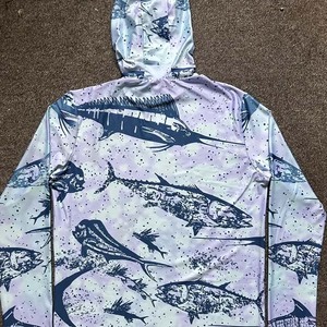 เสื้อฮู้ดดี้ตกปลาแขนยาวสำหรับผู้ชาย UPF 50 ลายปลา ป้องกันรังสียูวี สำหรับกิจกรรมกลางแจ้ง - Product Image 6