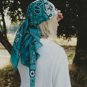 Wholesale Luxury Bow Pattern Custom Printed <b>Bandana</b> 100% Silk Soft Lightweight Multi-Purpose Breathable Quick Dry - Product Image 3