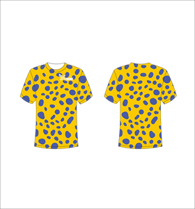 T-shirt à manches courtes pour homme Ferocious, motif à pois jaunes et bleus, impression par sublimation, col rond, coupe classique, décontracté, respirant, polyester - Product Image 1