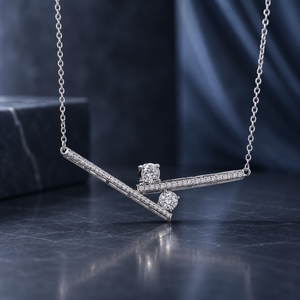 สร้อยคอจี้มอยซาไนต์ทรงกลมทองคำขาว 14K สำหรับผู้หญิง 1.23CTW สองสิบเก้าหิน ของขวัญเครื่องประดับชั้นดี - Product Image 3