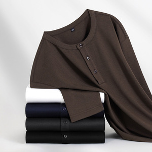 T-shirt à manches longues mi-boutonné, broderie personnalisée avec logo, prix usine Chine Bangladesh, automne et hiver - Product Image 1