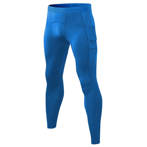 Pantalones de Compresión para Correr, Color Azul, Transpirables, Antibacterianos, de Spandex y Poliéster, para Gimnasio, con Servicio OEM - Product Image 3