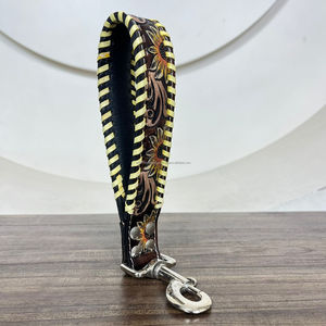 Wholesale Personalized Durable Hand <b>Tooled</b> <b>Leather</b> Sunflower Design Traffic Dog Lead Genuine <b>Leather</b> Lead for Training & Walking - Product Image 4