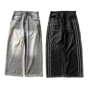 Regular Straight Leg Loose <b>Trousers</b> Plus Size Men'S Denim Regular Loose Fit Jeans Baggy Denim Pants Wide Leg <b>Trousers</b> - Product Image 1