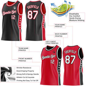 Custom Reversible Basketball Jersey Set Mens Sublimation Breathable Mesh Red Black Team Uniform Shorts Training Wear USA Trendy - Product Image 3