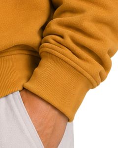 Sweat-shirt à col montant pour homme, jaune moutarde, surdimensionné, à fermeture éclair sur le côté, en molleton de coton et polyester, décontracté, pour l'hiver - Product Image 5