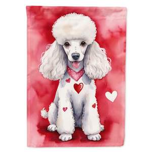 Drapeau de jardin multicolore Bannière Caniche blanc My Valentine Artwork for Patio Yard Flower Beds Mailbox Decorative Flag - Product Image 1