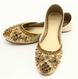Gota Stonework Mirror Works Khussa Fancy Stylish Flat <b>Flip</b> <b>Flop</b> Footwear Jutti Punjabi Wedding Mehndi Bridal Khussa Shoes Sandal - Product Image 1