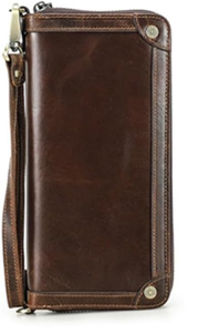 Cartera de Mano con Cierre de Cremallera y Correa para la Muñeca, de Cuero Marrón, Modelo A10, de Fazmax Corporation - Product Image 2