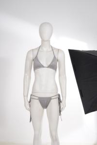 Ensemble de bikini gris à strass pour femmes, maillot de bain à nouer sur les côtés, maillot de bain deux pièces dos nu pour la plage - Product Image 6