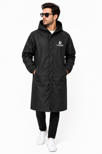 Custom Long Hooded Waterproof Polyester <b>Raincoat</b> <b>Men</b> Windproof Outdoor Workwear Fleece Lining All Season Custom Logo OEM ODM - Product Image 4