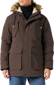 Chaqueta de Invierno para Hombre con Capucha y Forro de Piel, Estilo Lona Gruesa, Abrigo Largo Informal, Cierre de Cremallera Resistente al Viento, Color Sólido - Product Image 4
