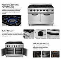 Cuisinière à gaz professionnelle In-Smart à six brûleurs en acier inoxydable pour restaurant, haute pression, six feux