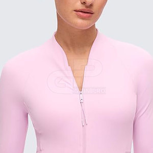Veste de yoga respirante pour femme, tissu extensible léger, coupe ajustée, fermeture éclair intégrale, veste de sport pour la gym, l'entraînement et la course à pied - Product Image 3