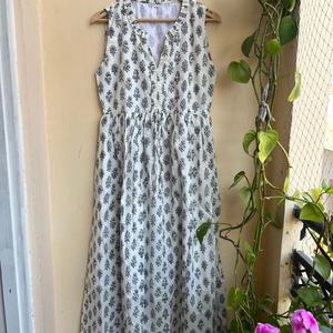 Vestido largo de algodón indio con estampado a mano, cuello en V, sin mangas, estilo túnica india, superventas 2026, a precio de fábrica - Product Image 4