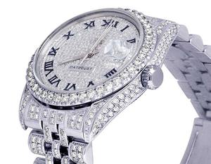 Reloj de Pulsera para Hombre con Diamantes Moissanite, Chapado en Plata de Ley 925, Estilo Ejecutivo, Movimiento de Cuarzo, Cristal de Acero Inoxidable - Product Image 3