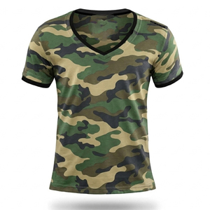 เสื้อยืดคอวีลายพราง ผู้ชาย ผู้หญิง คุณภาพสูง โพลีเอสเตอร์ 100% เสื้อยืดคอวีลายพรางสำหรับผู้ชาย - Product Image 1