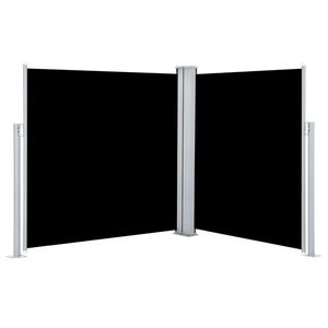 Auvent latéral en tissu noir avec cadre gris, en polyester et acier thermolaqué - Product Image 4