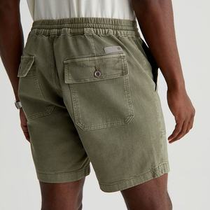 Shorts en jean délavé foncé pour homme, coupe droite, taille mi-haute, décontracté, pour l'été, en tissu de coton tissé, avec poches - Product Image 6