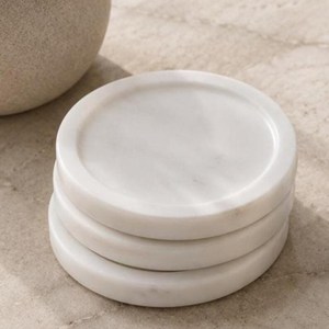 Luxury <b>Marble</b> Stone <b>Coasters</b> – Round White <b>Marble</b> Cup <b>Coasters</b> for Home & Hotel Decor - Product Image 3